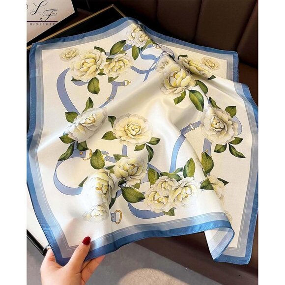 Satin Bandanas Head A17 Blue Scarf Women Lightweight Silk Hair Wrap Sleep Scarf - Picture 5 of 6